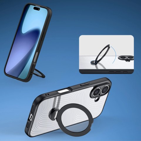 Etui Dux Ducis Aimo Mag z pierścieniem magnetycznym i podstawką na iPhone 17 - czarne