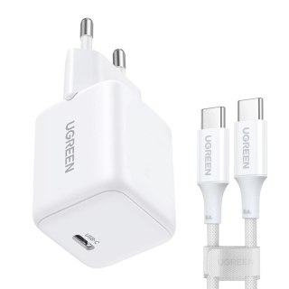 Ładowarka sieciowa Ugreen X513 30W GaN 1x USB-C + kabel USB-C 1m - biała