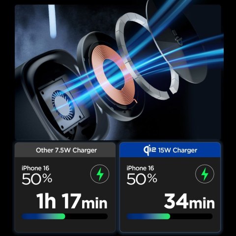 SPIGEN ESSENTIAL EF223MS 3IN1 QI2 ROTARY MAGNETIC MAGSAFE WIRELESS CHARGER BLACK