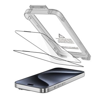 SZKŁO HARTOWANE TECH-PROTECT QUICK SET+ 2-PACK IPHONE 15 PRO BLACK