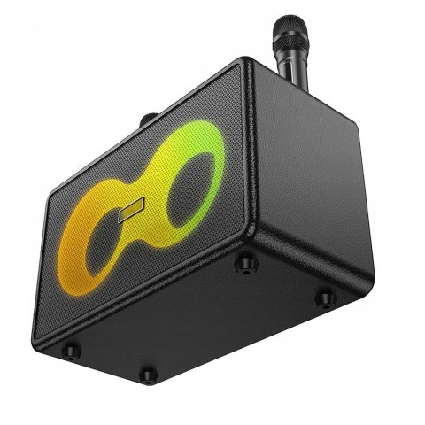 Bezprzewodowy Zestaw Karaoke LED Głośnik 2 Mikrofony Bluetooth Dom Impreza