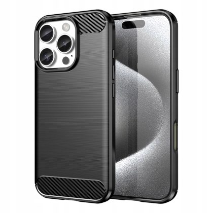 Etui Carbon Case iPhone 16 Pro Max - czarne, smukłe, amortyzujące