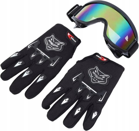 Kompletny Zestaw Motocyklowy: Kask L + Gogle + Rękawice + Maska Enduro Quad