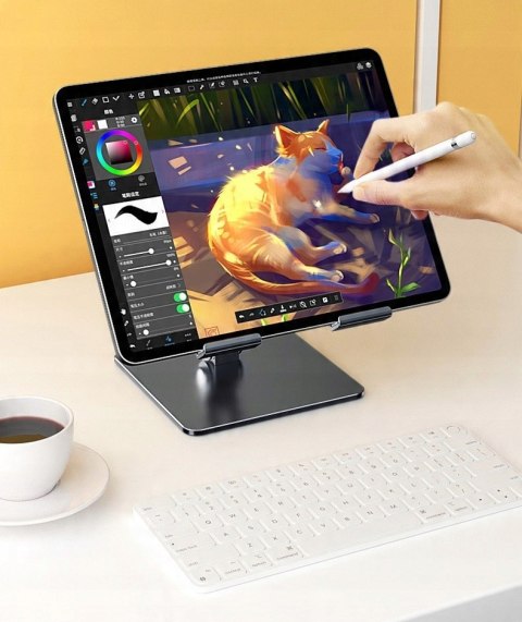 Regulowana podstawka pod laptop, tablet, telefon do 13" - srebrna