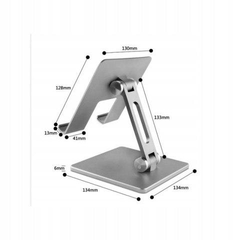 Regulowana podstawka pod laptop, tablet, telefon do 13" - srebrna