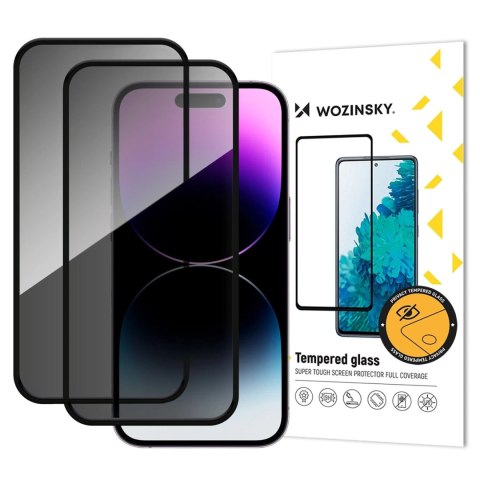 Szkło hartowane Wozinsky Privacy Glass prywatyzujące na iPhone 17 / 16 Pro, zestaw 2 sztuk