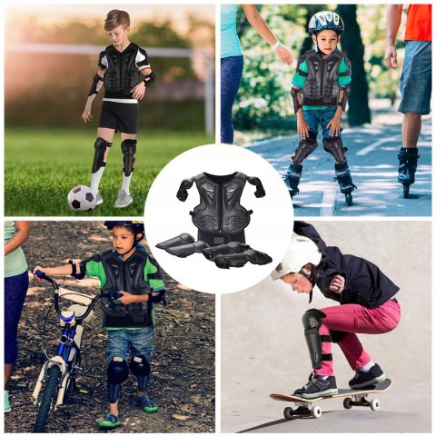 Zbroja Ochronna Dla Dzieci 5-13 Lat Czarna Na Rower Deskorolkę Hulajnogę