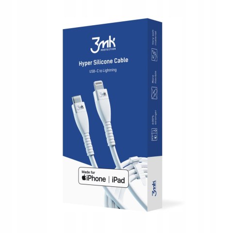 Kabel 3mk USB typ C - Apple Lightning 1 m biały