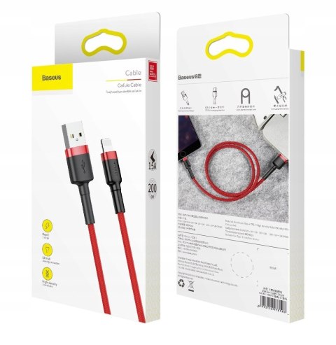 Kabel Baseus USB - Apple Lightning 2 m czerwony