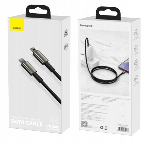 Kabel Baseus USB typ C - Apple Lightning 1 m czarny