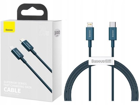 Kabel Baseus USB typ C - Apple Lightning 1 m niebieski