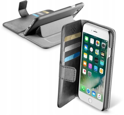 Etui Cellularline Book Agenda iPhone 7 Plus / 8 Plus czarne z kieszonkami
