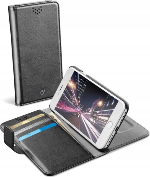 Etui Cellularline Book Agenda iPhone 7 Plus / 8 Plus czarne z kieszonkami
