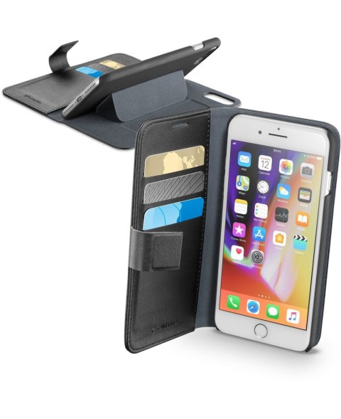Etui Cellularline Book Agenda iPhone 7 Plus / 8 Plus czarne z kieszonkami