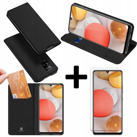 Etui Portfel Black+ szkło do Samsung Galaxy A42 5G