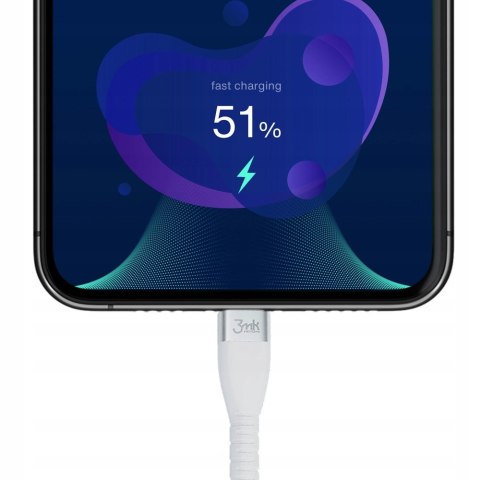 Kabel 3mk USB typ C - Apple Lightning 1 m biały