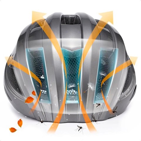 Kask rowerowy Rockbros ZK-013TI z wbudowaną lampką rozmiar uniwersalny 55-60cm - szary