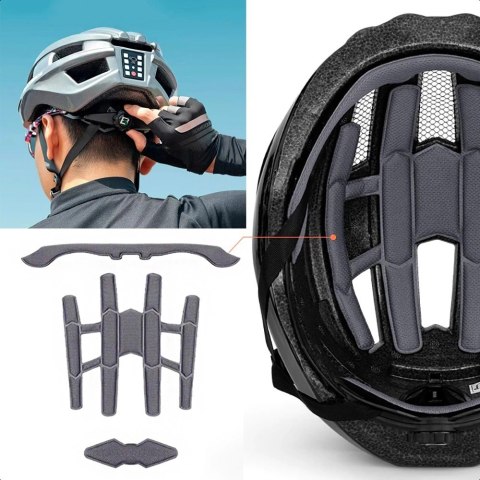 Kask rowerowy Rockbros ZK-013TI z wbudowaną lampką rozmiar uniwersalny 55-60cm - szary