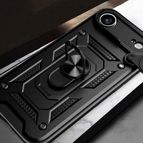 Etui Hybrid Armor Camshield na iPhone 17 Air pancerne z podstawką i osłoną aparatu - czarne