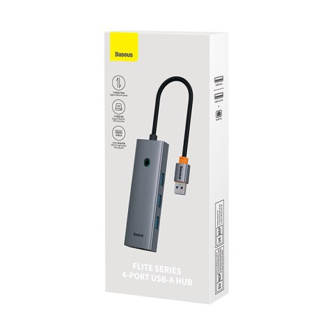 Hub USB-A 4w1 Baseus UltraJoy 3 x USB-A 3.0 + RJ45 - szary