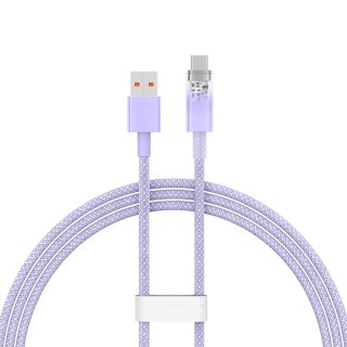Kabel Baseus Explorer 100W USB-A - USB-C z inteligentnym czujnikiem temperatury 1m - fioletowy