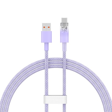 Kabel Baseus Explorer 100W USB-A - USB-C z inteligentnym czujnikiem temperatury 1m - fioletowy