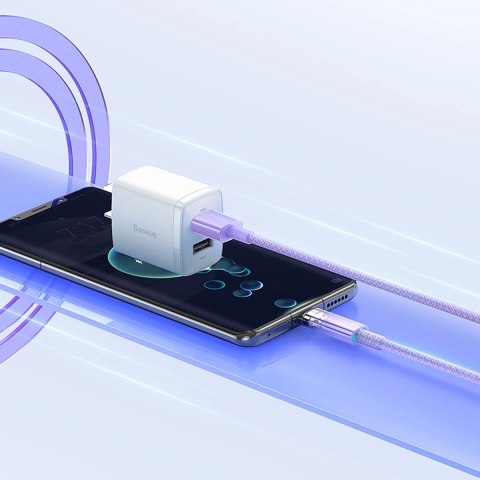 Kabel Baseus Explorer 100W USB-A - USB-C z inteligentnym czujnikiem temperatury 1m - fioletowy