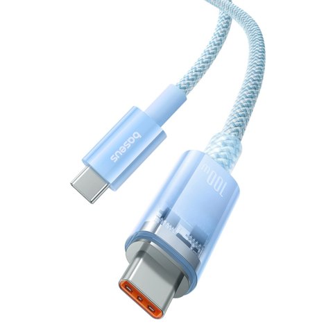 Kabel Baseus Explorer 100W USB-C - USB-C z inteligentnym czujnikiem temperatury 1m - niebieski