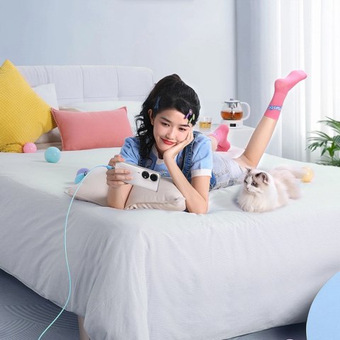 Kabel Baseus Explorer 100W USB-C - USB-C z inteligentnym czujnikiem temperatury 1m - niebieski