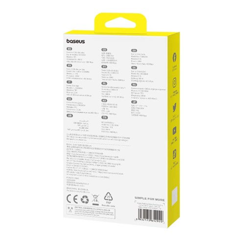 Kabel Baseus Pudding 100W USB-A - USB-C 2m - fioletowy