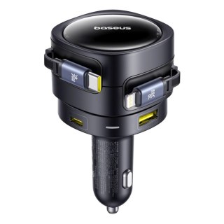 Ładowarka samochodowa Baseus Enjoyment Max 90W 2x USB-C + kabel USB-C i Lightning - czarna