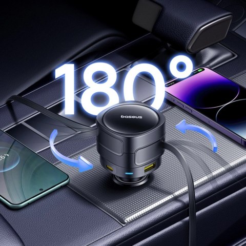 Ładowarka samochodowa Baseus Enjoyment Max 90W 2x USB-C + kabel USB-C i Lightning - czarna