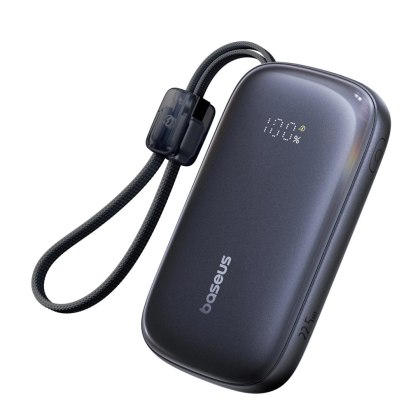 Powerbank Baseus EnerFill FC21 QPow3 Ultra 10000mAh 22.5W z wyświetlaczem cyfrowym i odłączanym kablem - czarny