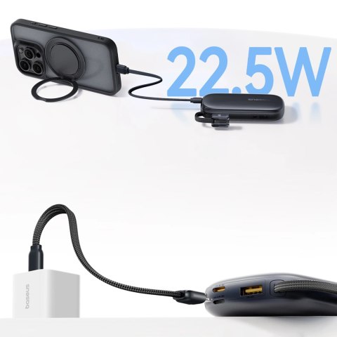 Powerbank Baseus EnerFill FC21 QPow3 Ultra 10000mAh 22.5W z wyświetlaczem cyfrowym i odłączanym kablem - czarny