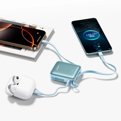 Powerbank Joyroom JR-PBF27 22,5W 10000mAh z dwoma wbudowanymi kablami - niebieski
