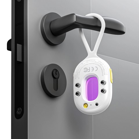 Wykrywacz ukrytych kamer Baseus Heyo Series II z alarmem i mini latarką + kabel Baseus Simple USB-A - USB-C - biały