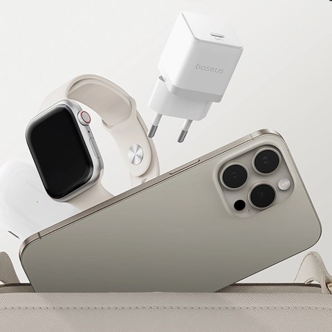 Ładowarka sieciowa Baseus Palm 1C 20W (z kablem Baseus Mini White USB-C 60W (20V/3A) 1m) - biała