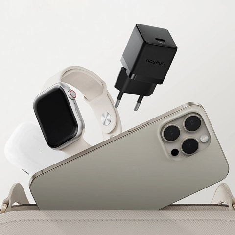 Ładowarka sieciowa Baseus Palm 1C 20W (z kablem Baseus Mini White USB-C 60W (20V/3A) 1m) - czarna