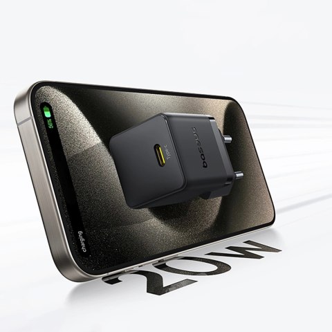 Ładowarka sieciowa Baseus Palm 1C 20W (z kablem Baseus Mini White USB-C 60W (20V/3A) 1m) - czarna