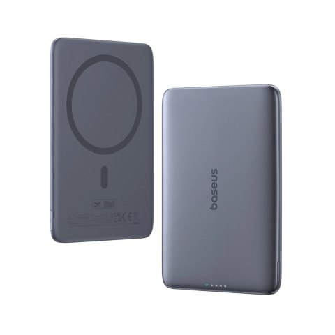Powerbank Baseus PicoGo AM41 5000mAh 20W ultra-cienki, kompatybilny z MagSafe z czarnym kablem Baseus Simple USB-C 60W 30cm - sz