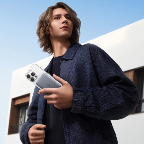 Powerbank Baseus PicoGo AM41 5000mAh 20W ultra-cienki, kompatybilny z MagSafe z czarnym kablem Baseus Simple USB-C 60W 30cm - sz