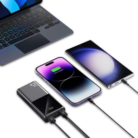 Powerbank Tech-Protect PB13 20000mAh 22.5W 2x USB-A / USB-C / Lightning z kablem USB-C / USB-A - szary