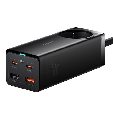 Stacja ładująca Baseus GaN3 Pro 65W EU + 2 x USB-C + 2 x USB-A z kablem Baseus Xiaobai USB-C 100W 1m - czarna