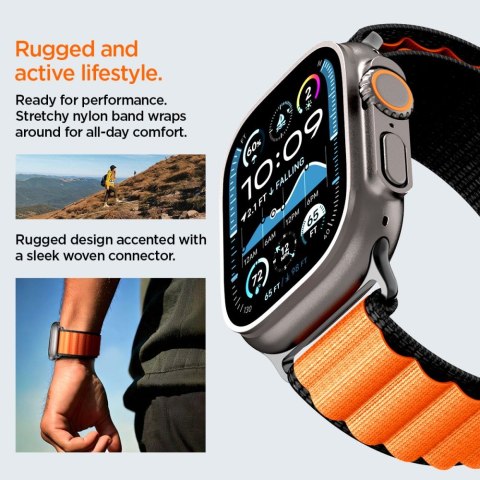 SPIGEN WBF1 BAND APPLE WATCH 6 / 7 / 8 / 9 / 10 / SE / ULTRA 1 / 2 (44 / 45 / 46 / 49 MM) BLACK/ORANGE