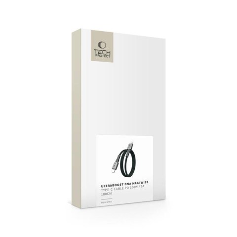 TECH-PROTECT ULTRABOOST DNA MAGTWIST TYPE-C CABLE PD 100W / 5A 100CM IRON GREY
