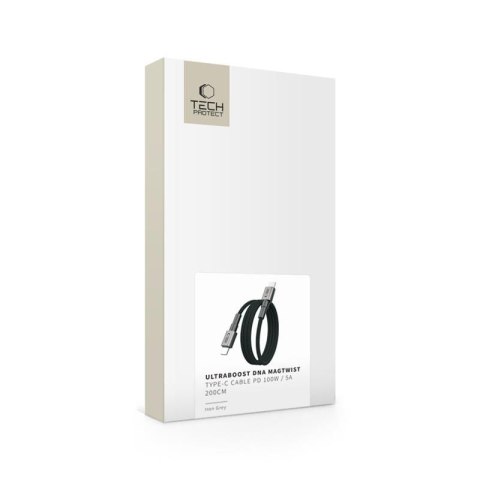 TECH-PROTECT ULTRABOOST DNA MAGTWIST TYPE-C CABLE PD 100W / 5A 200CM IRON GREY