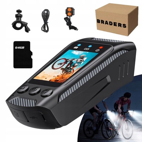 Kamera rowerowa motor 4K z EIS, Anti-Shake, ekran 2.0, pilot i karta 64GB