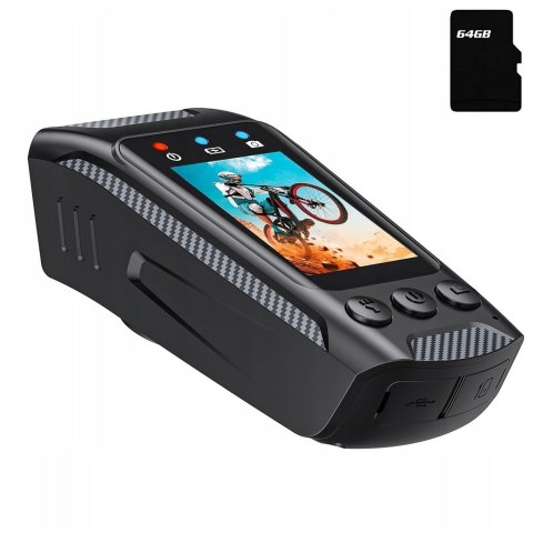 Kamera rowerowa motor 4K z EIS, Anti-Shake, ekran 2.0, pilot i karta 64GB