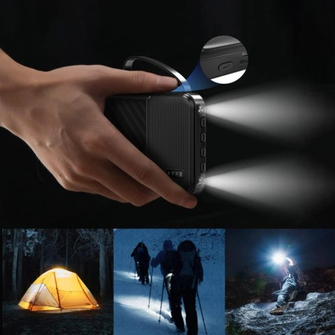 Powerbank Dudao K11 10000mAh z wbudowanymi kablami - czarny