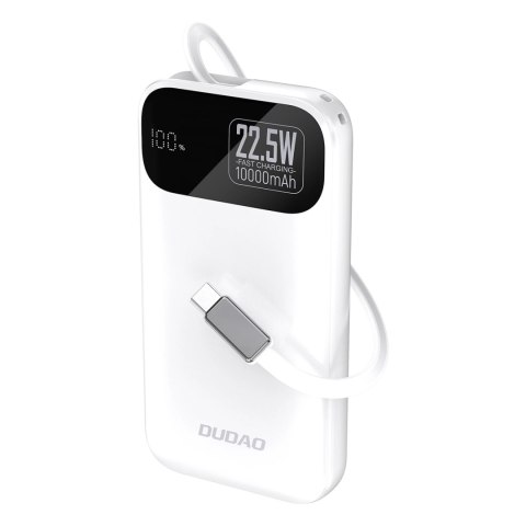 Powerbank Dudao K31 10000 mAh 22,5W PD z wbudowanym kablem - biały